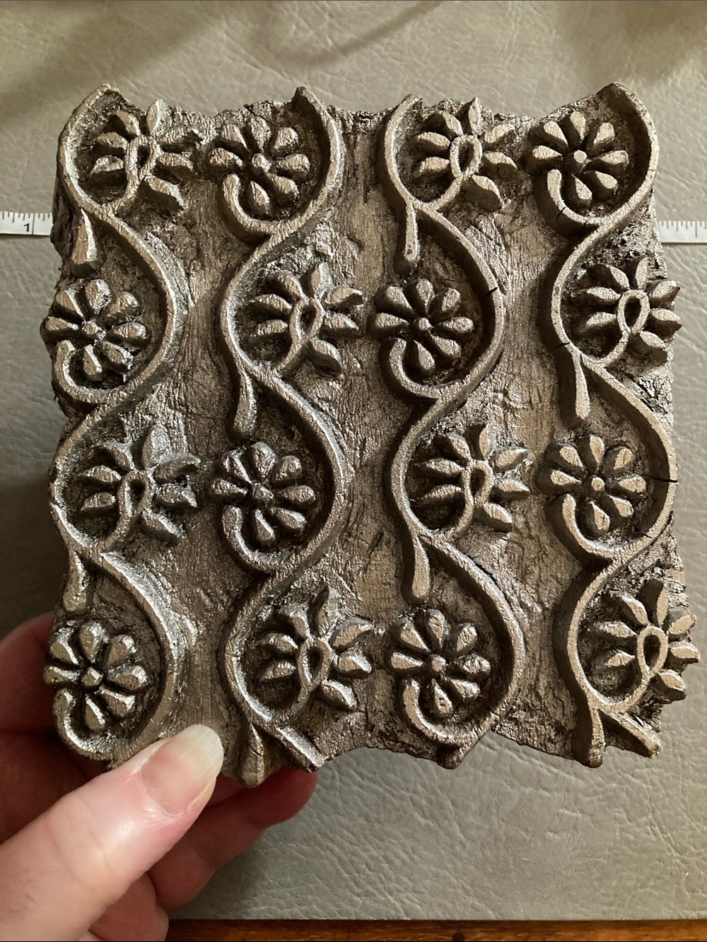 Handcarved Vintage Floral Wooden Stamp - Decorative Block Print